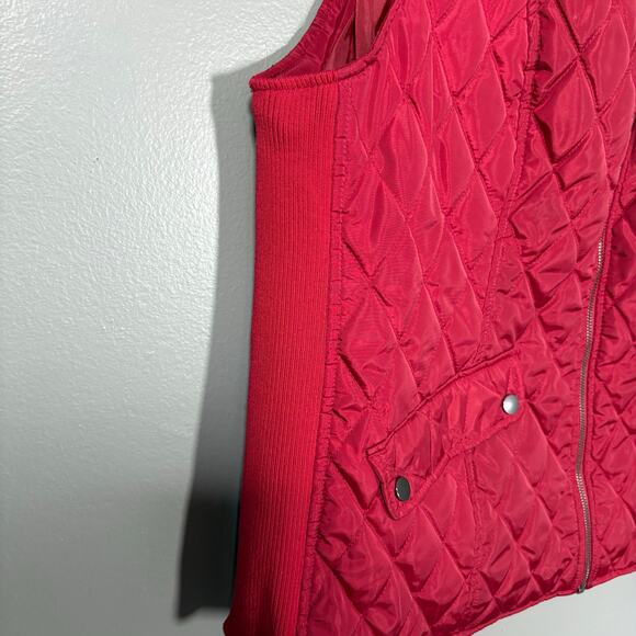 Dressbarn Red Zip Front Preppy Quilted Puffer Vest - Size 2X - Women's Plus Size - Picture 4 of 7